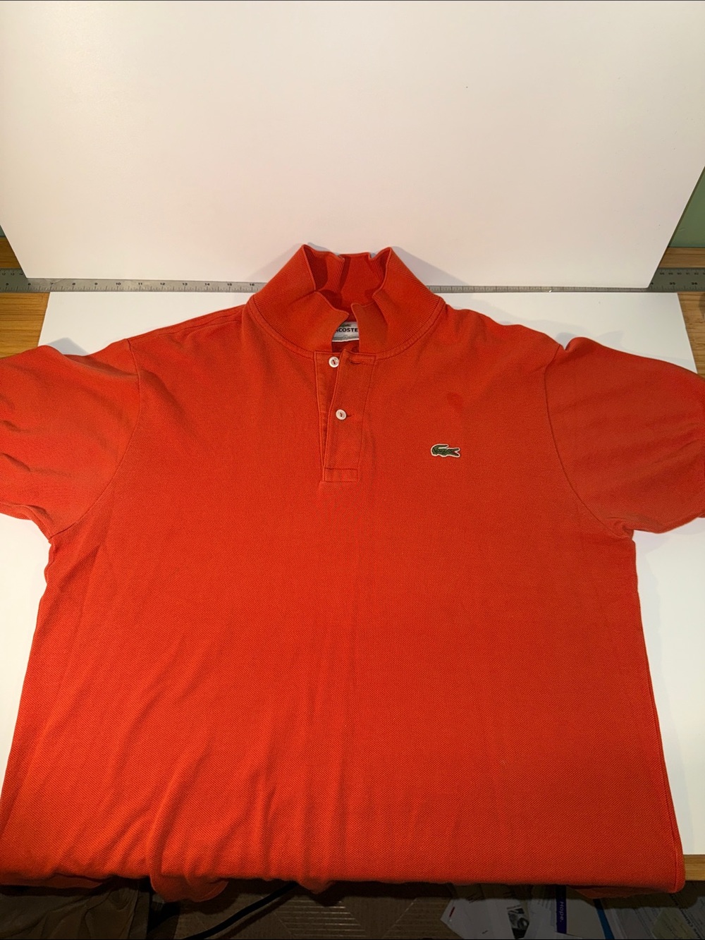 Lacoste Men's Orange Short-Sleeve Polo with Crocodile Logo